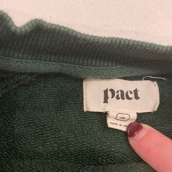 PACT 100% Organic Cotton Forest Green Crew Neck Sweatshirt Size M - Picture 8 of 10